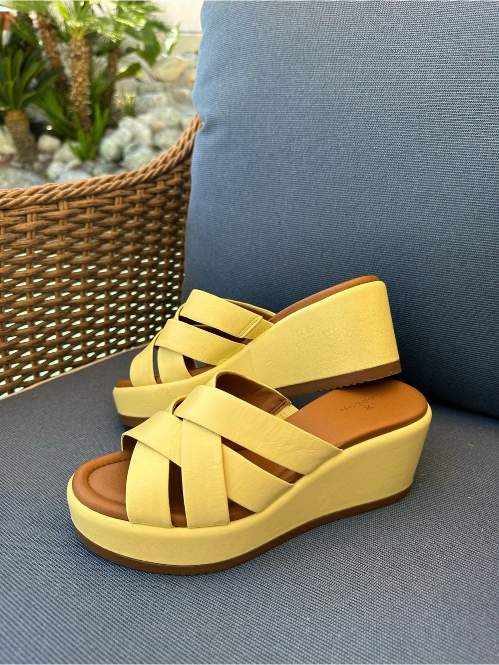 Caslon Women’s Yellow Platform Wedge Slide Sandals